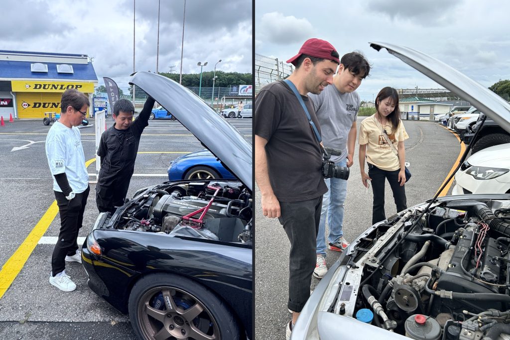 ▲ スタッフの愛車 ~MC 鈴木 学氏(まなぴー)とスカイライン / お客様とプレリュード